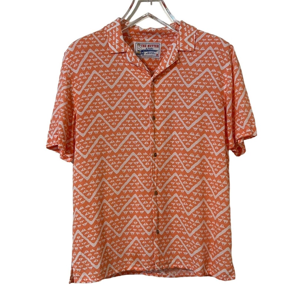 The Nutter by Chubbies Orange & White Patterned Button-Down Shirt - Size Medium